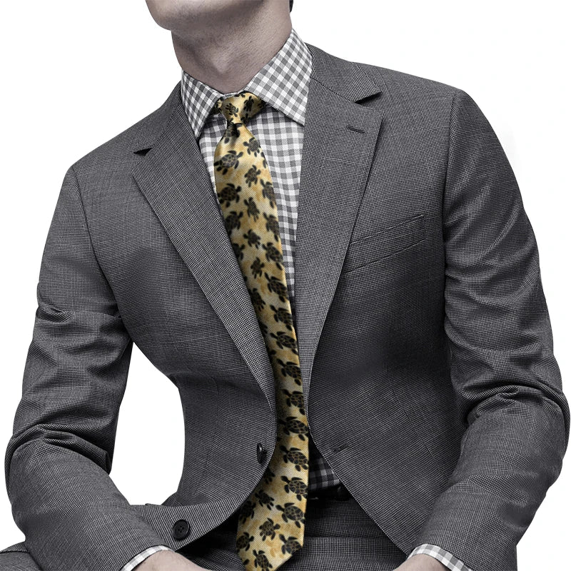 Funny Cartoon Tortoise Print Tie Unisex Fashion Business Men's Casual Qme