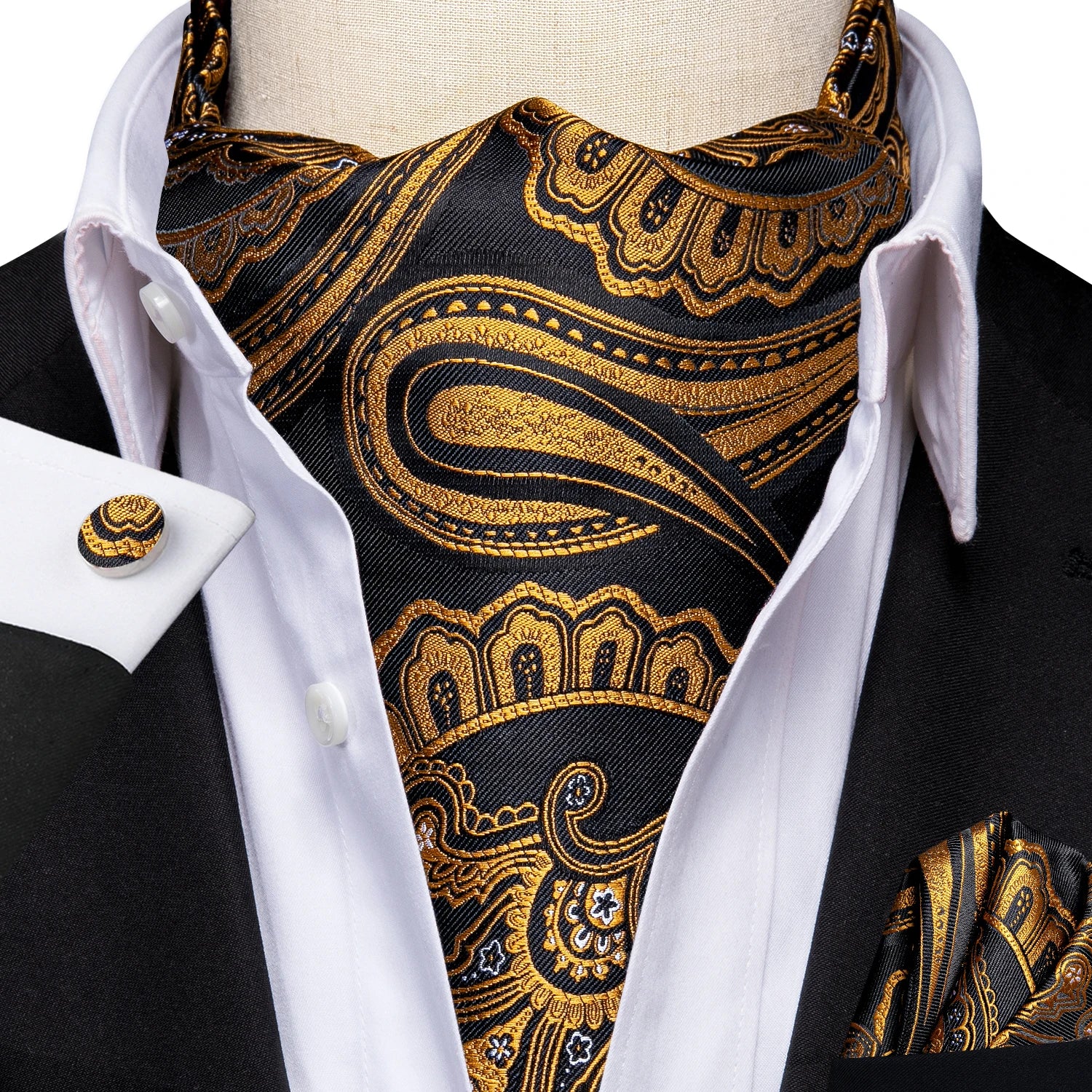 Silk Mens Ascot Black Pink Blue Red Gold Green Purple White Beige