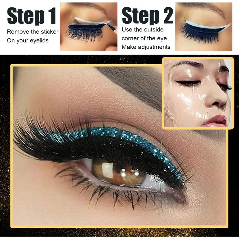 5/6Pair Glitter Eyeliner Sticker Set Self Adhesive Eyeliner Reusable Eyeliner Sticker DoubleLine Eyelid Patch Face Makeup Beauty Qme