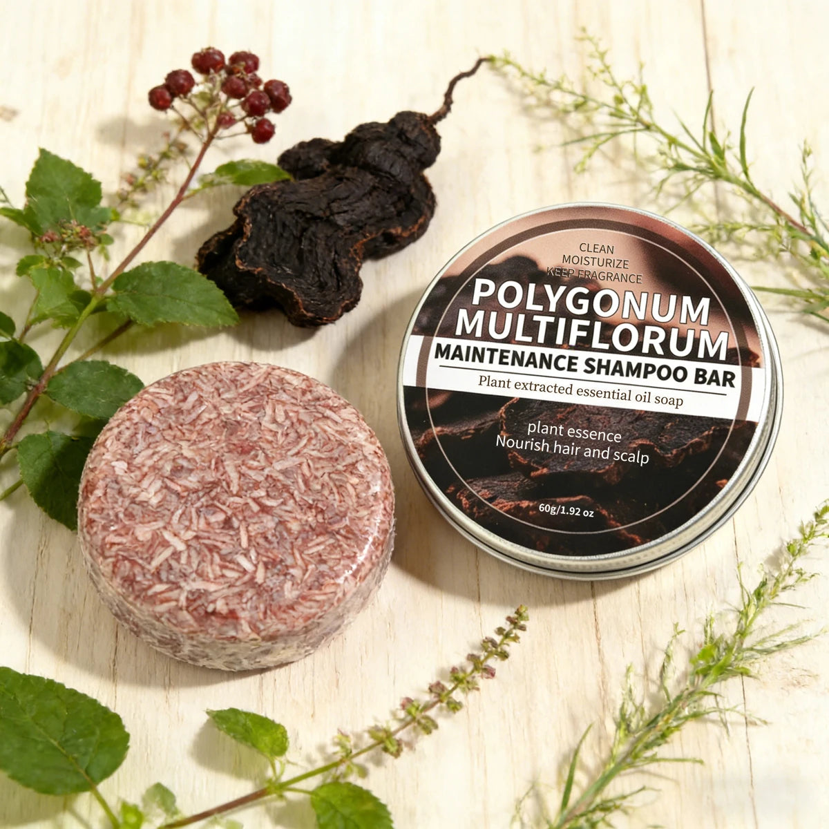 Polygonum Multiflorum Herbal Shampoo Soap Bar Plant Hair Care Qme 60g