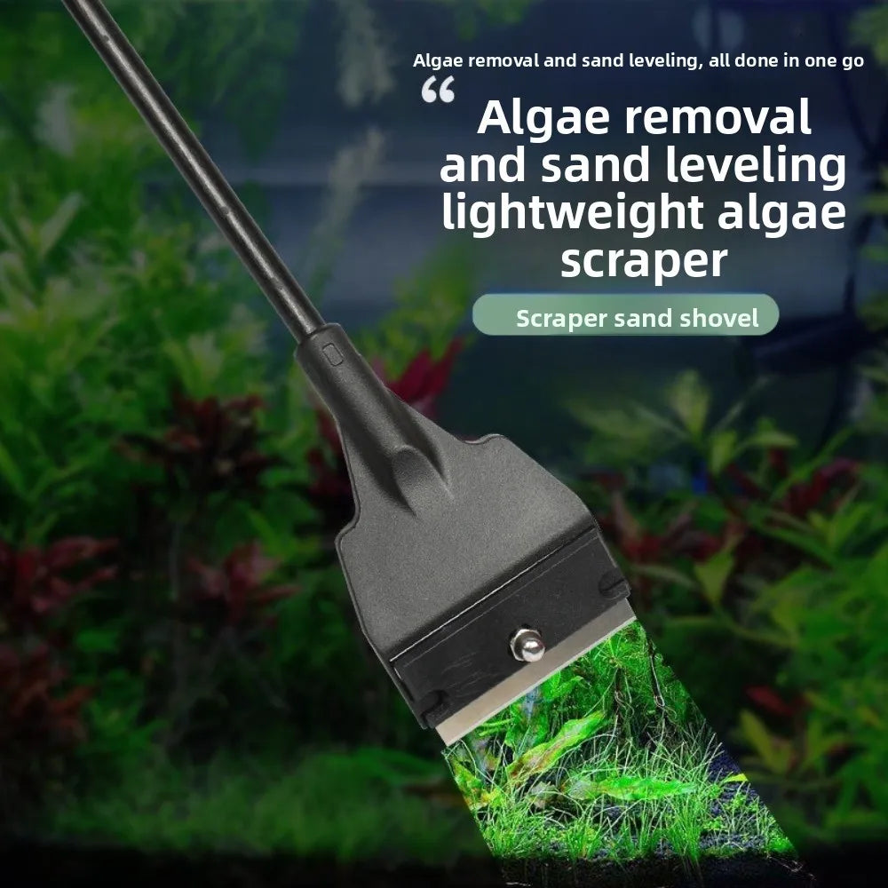 Household Fish Tank Dual Function Algae Sand Remover Glass Scraper Multifunctional Aquarium Accessories For Daily Tank Care Qme