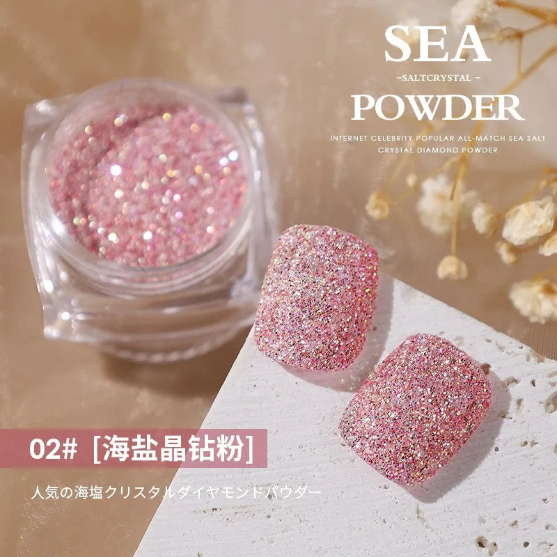 Aurora Sea Salt Crystal Diamond Nail Glitter 12 Colors Super Shiny Sugar Powder Nail Art Decoration Qme 2