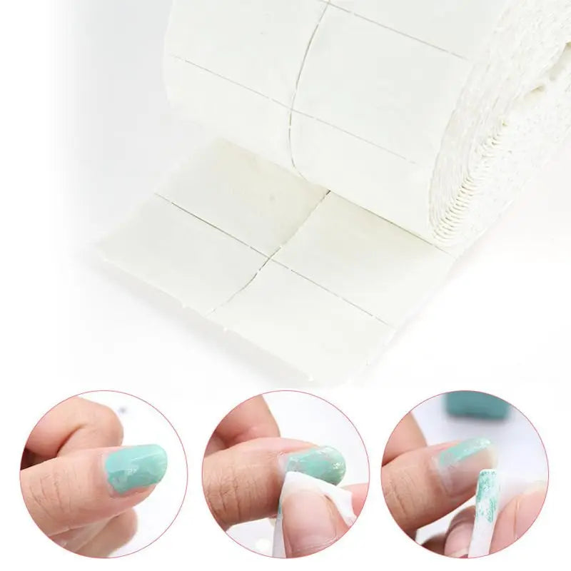 300Pcs/Roll Nail Polish Remover Cotton Pads White Torn Off Lint Free Nail Wipes for Gel Glue Makeup Manicure Cleaning Tool Paper Qme