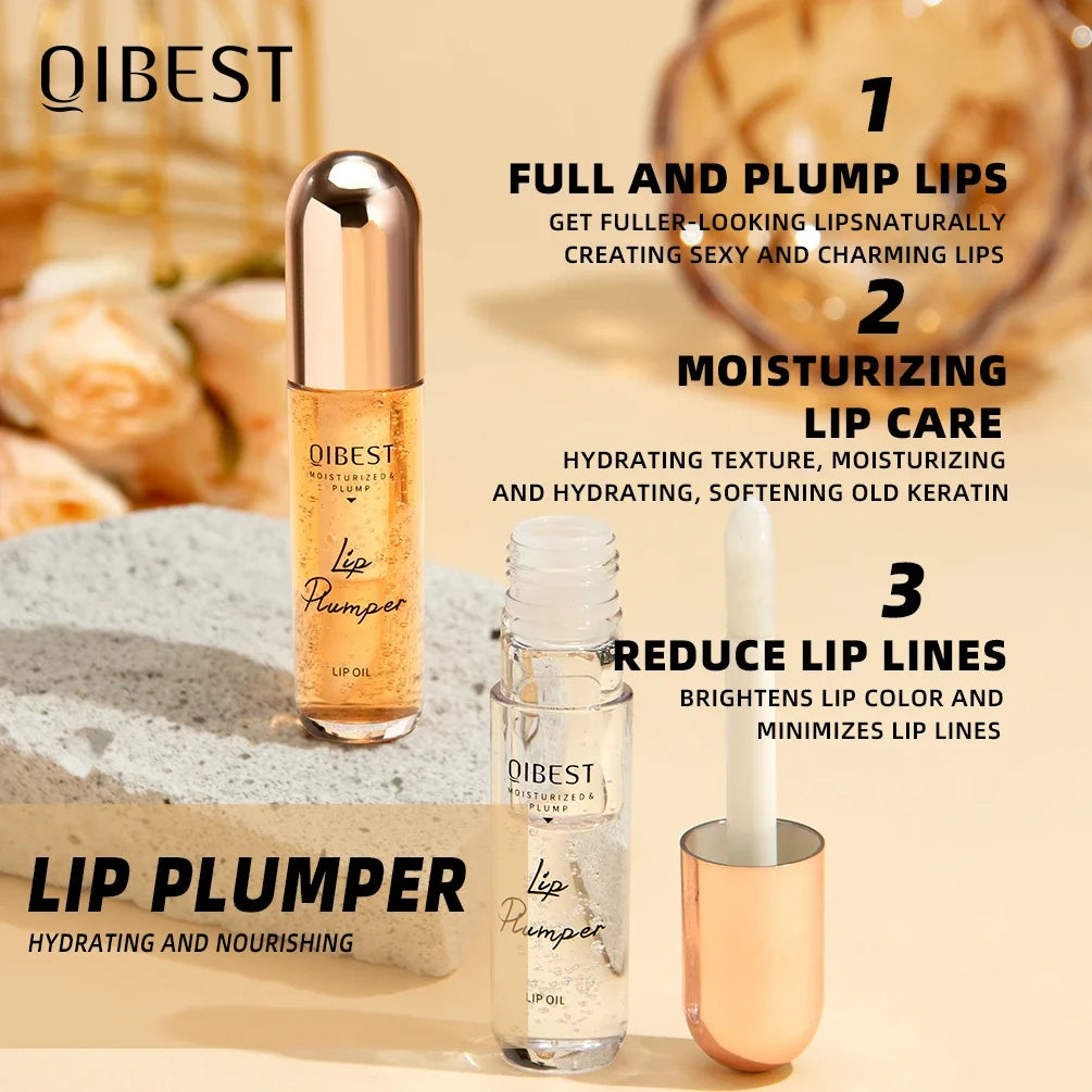 QIBEST Lasting Lip Plumper Oil Instant Volumising Enhancer Lip Serum Collagen Lip Volume Lipgloss Sexy Cosmetic Volume Increases Qme