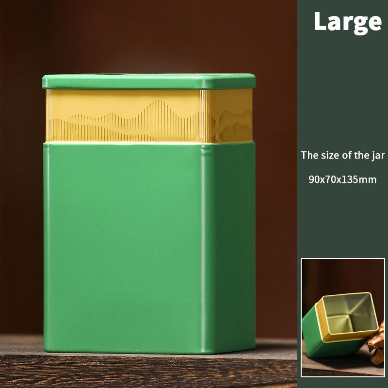Mini Empty Tea Tin Can Household Green Black Tea Sealed Jar Portable Home Small Tea Packaging Box Tinplate Storage Cans Qme Large Green