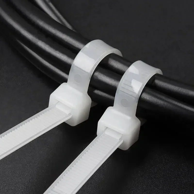 1000/100PCS Nylon Cable Ties Self-locking Cord Ties Straps Adjustable Cables Fastening plastic clamp Heat Resistant Wire Zip Tie Qme