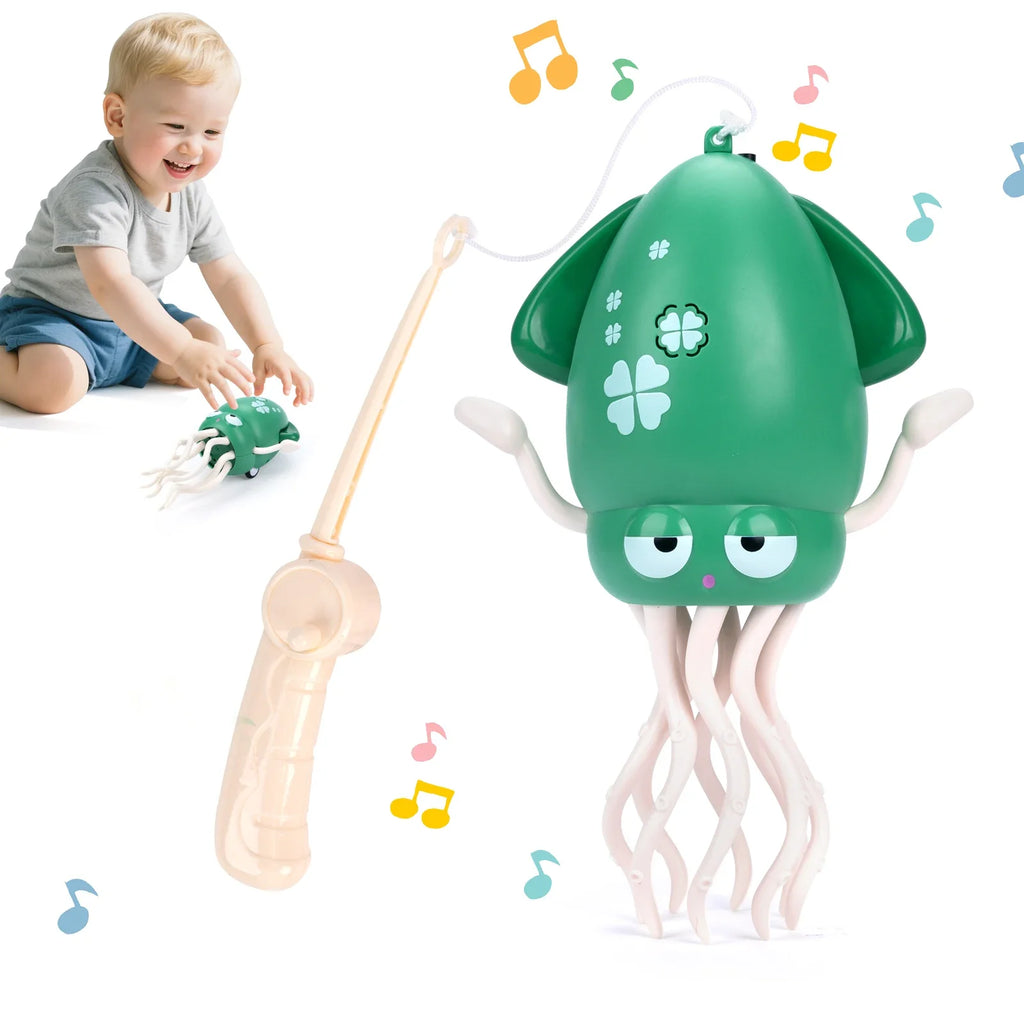 Electric Dancing Squid Toy Crawling Dancing Swinging Octopus Kid Electronic Pet Toddler Toy Birthday Gift With LED Lights &Music Qme green