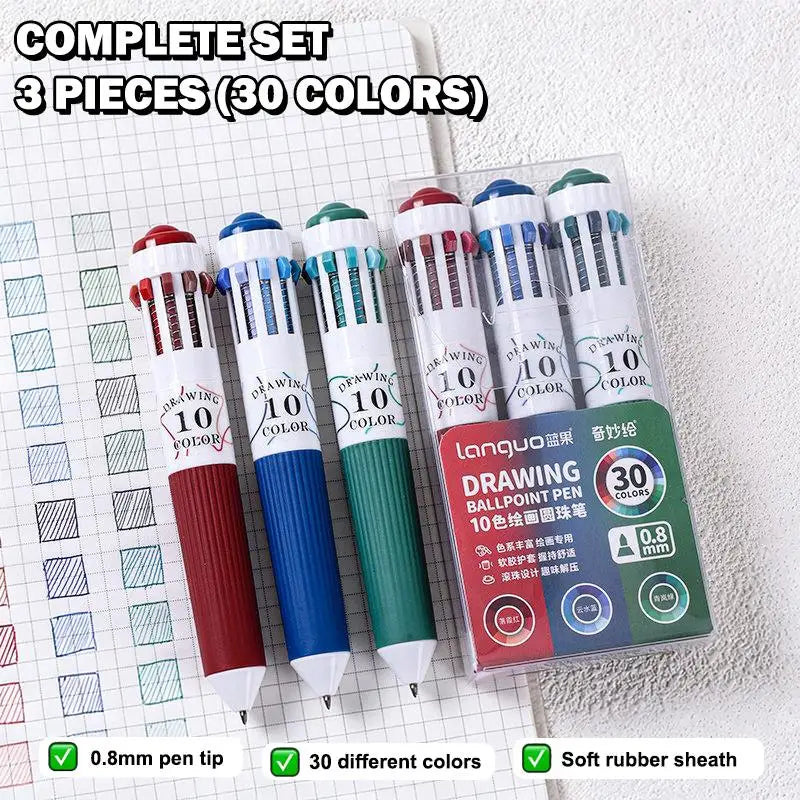 Retractable Multicolor 1 Ballpoint Pen Tip 3 6 Art Student Drawing Qme P