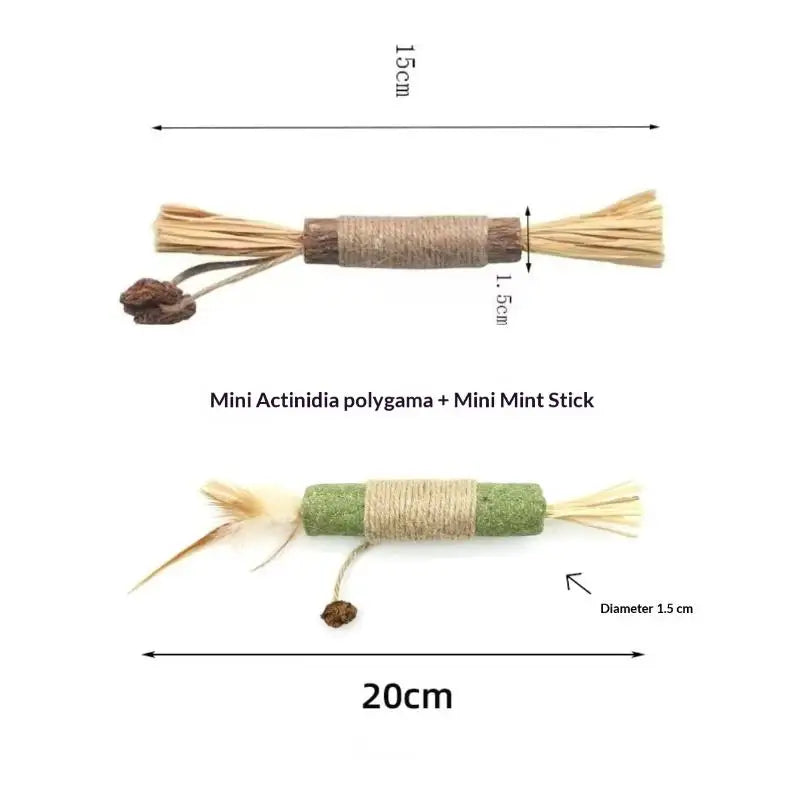 1/2PCS Cat Toys Made Of Wood Sticks Insect Galls Raffia Sisal Rope Teeth Cleaning Toys Cat Teasing Sticks Qme A9