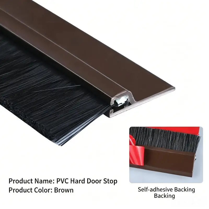 Door Bottom Seal Brush Door Seal Dust Proof Anti- Safe PVC Sealing Strip Self-Adhesive Filling Sealing Strips Qme Brown