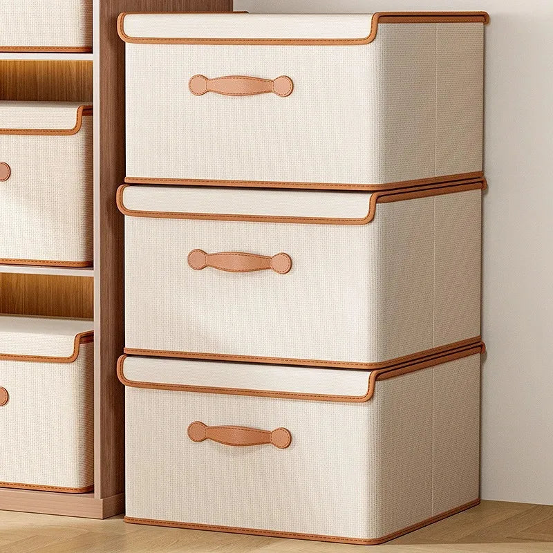 Storage Basket with Lid for Household Use Wardrobe Underwear Storage Box Organizing Boxed Clothes Storage Box Clothes Blankets Qme