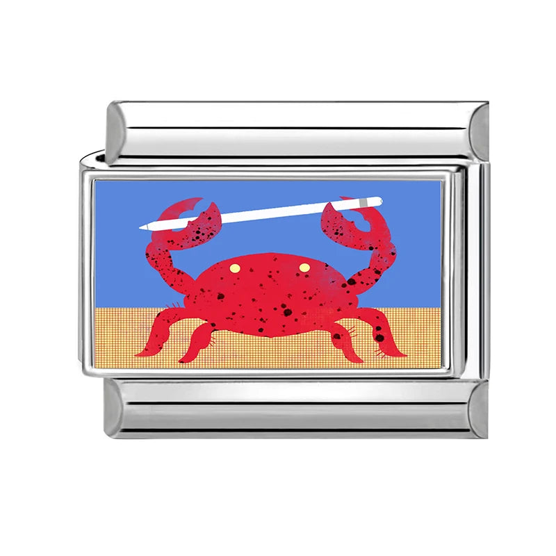 Dropshipping Wholesale Crabs Pattern Fish Shell Whale Italian Charm
