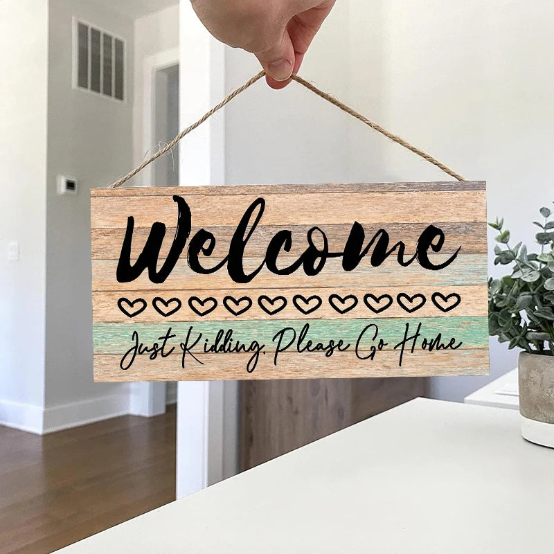 Rustic Welcome Wall Hanging Decor Wood Art Plaques Sign Door Sign for Home Living Room Decor Qme S