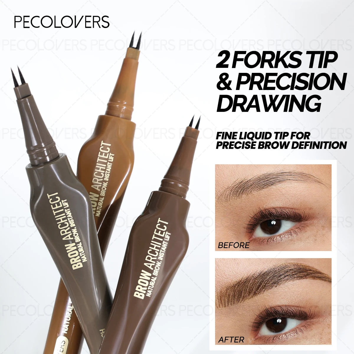 Long-lasting Two-prong Eyebrow Pen Mocha Brown Black Sweatproof Qme