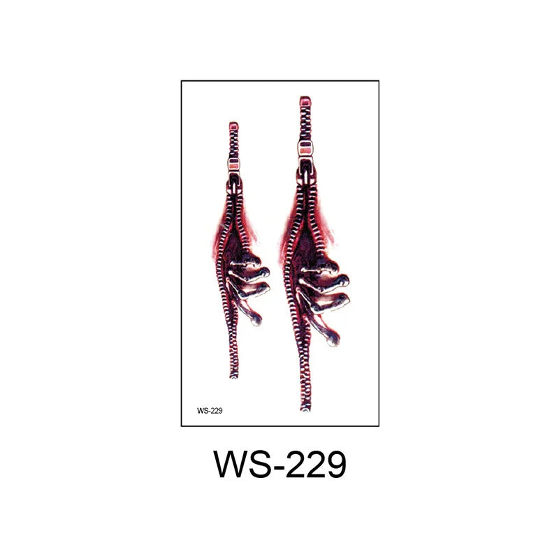A 6Pieces Horror Wound Temporary Tattoos Waterproof Realistic Blood Tattoo Injury Scar Tattoo Stickers for Face Qme