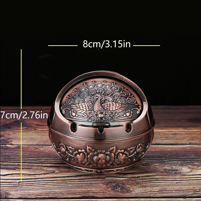 Metal Ashtray Smoking Windproof Vintage Lid Ornament Retro Cigarette Qme