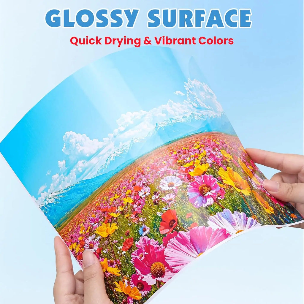 A4 Office Products Self-Adhesive Photo Paper,Glossy Photo Paper, 8.27x11.69inch, 200 GSM, Inkjet for Photos, Labels Qme