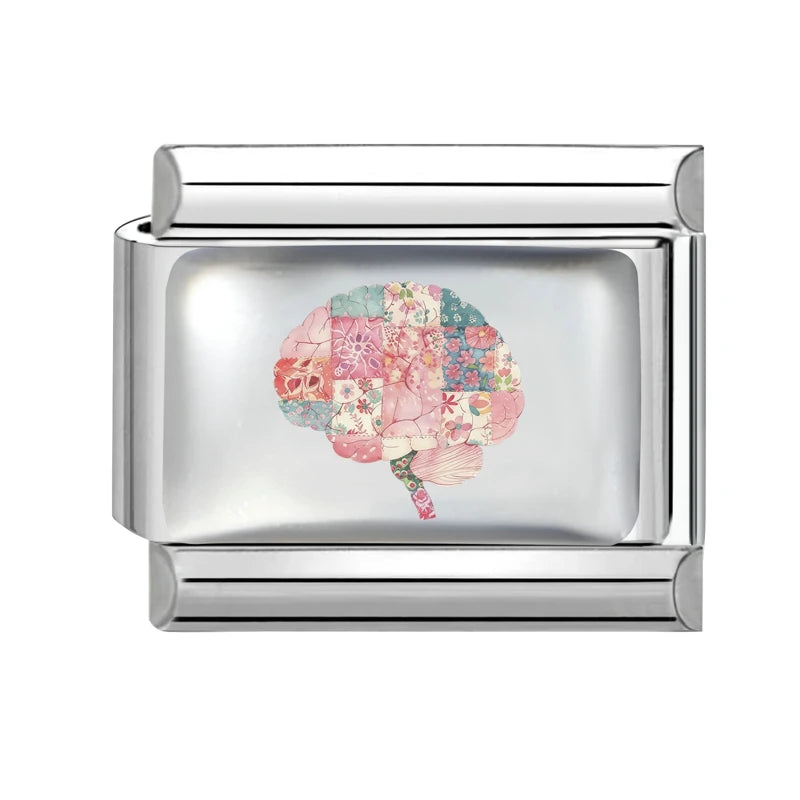 Fashion Y2K Lips Heart Brain Lungs Ears Colorful Italian Charm Links Stainless Steel Fit 9mm Bracelet Jewelry DIY Making Gifts Qme Style 1