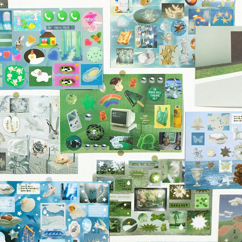 72piece Cute Japanese Y2K Cut Film Sticker book Girl Journal Phone Case DIY Scrapbook Stickers Kawaii Decoration Sticker Gift Qme