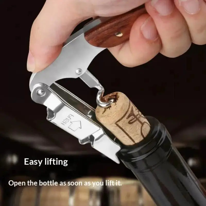 Portable Wooden Stainless Steel Folding Tool Knife Corkscrews Red Wine Opener Multifunctional Outdoor Tool Bar Accessories Qme