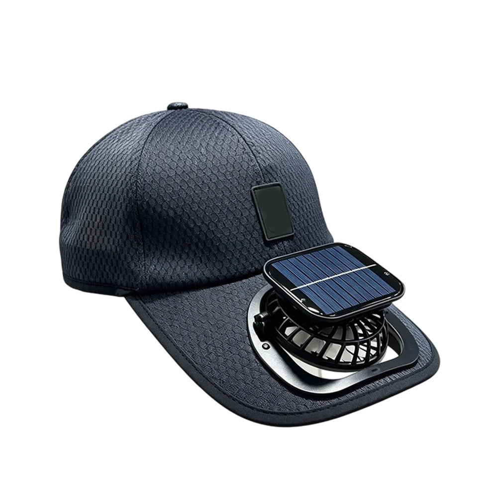For Outdoor Sports Uv Protection Cap Solar Fan Hat For Sunny Days Comfortable Sun Protection Hat Adjustable Sunhat Qme navy blue