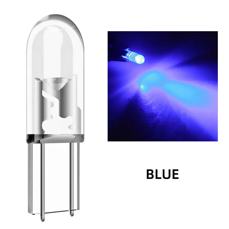 10/20/40pcs T5 Led W3W Car Interior Light Dashboard Warming Indicator COB Chip Canbus Auto Instrument Light Wedge Gauge Bulb 12V Qme Blue 10Pcs