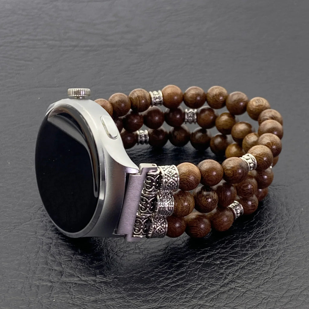 18mm Interface Premium Sandalwood Cinnabar Strap - Buddhist Beaded for Huawei Watch Qme