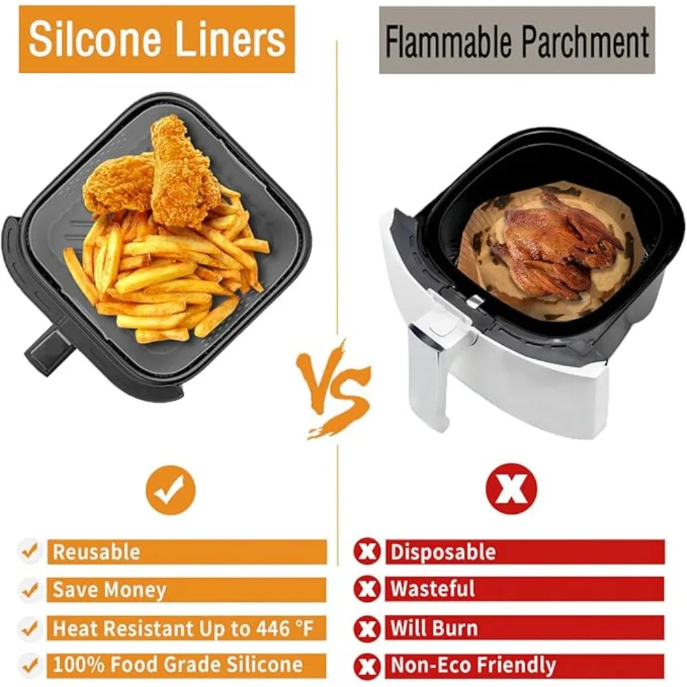 Silicone Air Fryer Liners Non-stick Basket Reusable Ninja AF181 AF180 Qme
