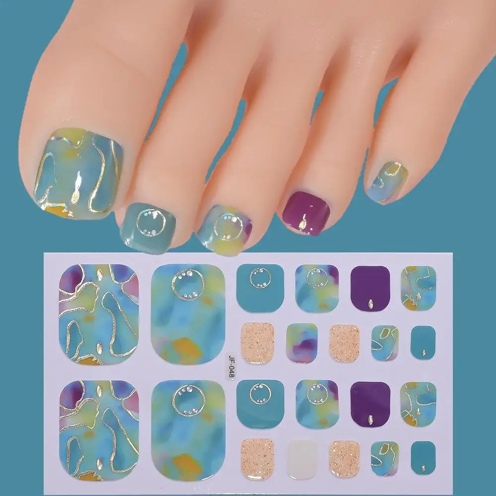22tips Sheet Glitter Toenail Stickers Glittering Full Wraps Summer Qme R