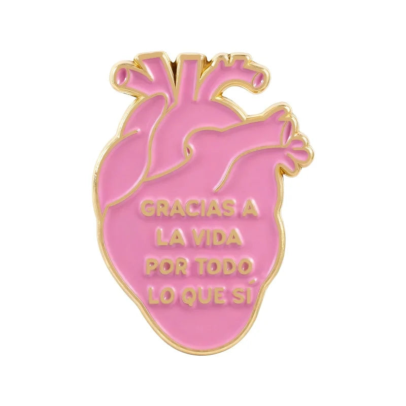 Cute Pink Heart Cartoon Enamel Pins Landmark Letter Design Brooch Backpack Lapel Pins Metal Badge Gift for Girls and Friends Qme style2