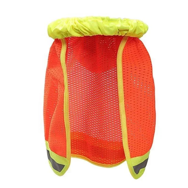 Useful Head Protection Cap with Reflective Stripe for Outdoor Work Supplies - Summer Sun Shade Safety Hard Hat Neck Shield Qme orange 2pcs