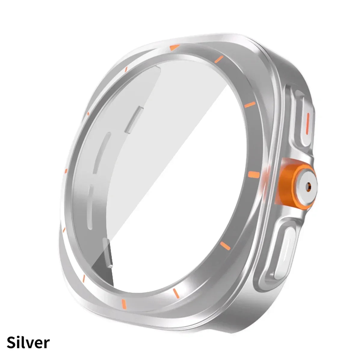 Change To Ultra Case for Samsung Galaxy Watch 7 6 44mm 40mm Upgrade To Galaxy Watch Ultra 47mm Tempered Glass Screen Protector Qme SILVER Galaxy Watch 7 44mm