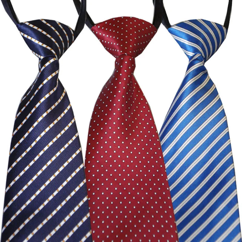 Zipper Ties Men Neck Tie Solid Striped Polka Dots Silk Neckties Men's Qme