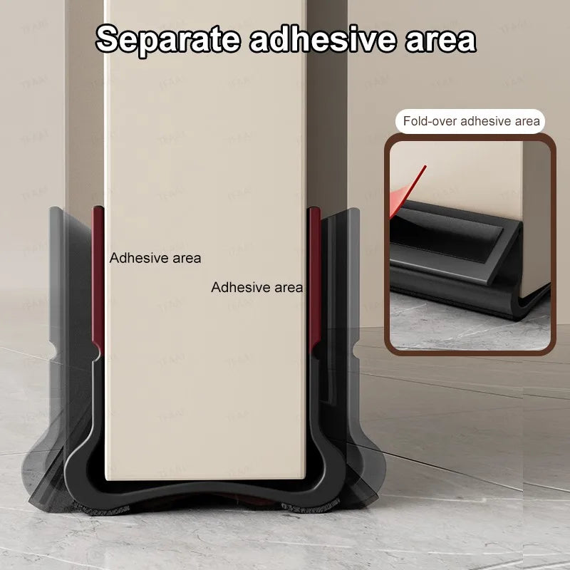 93cm Door Weather Stripping Triple Seal Windproof Bottom with Soundproofing Felt Seal Strips Bendable Self-adhesive Gap Strip Qme