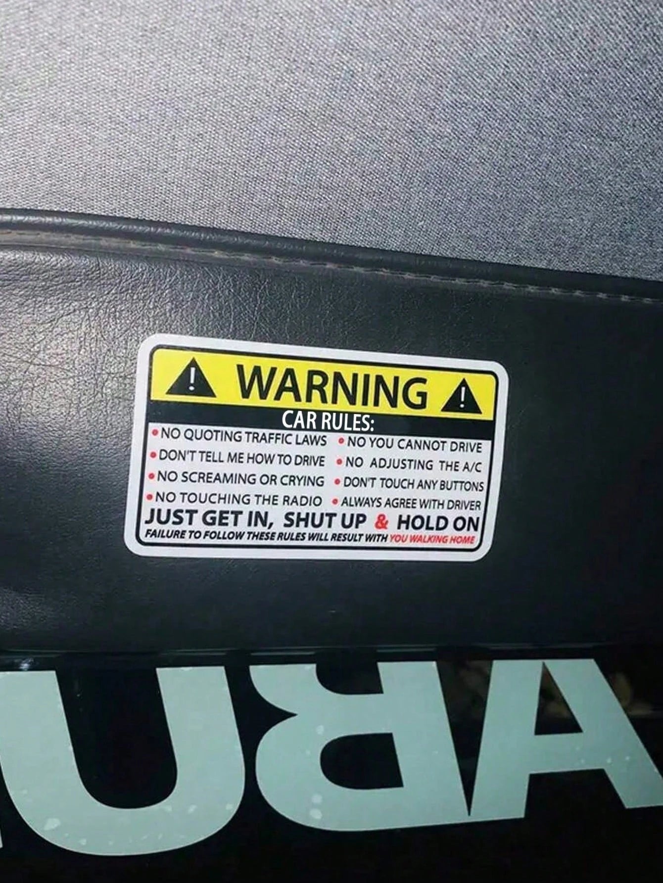 Car Interior Safety Warning Stickers Window Graphics Bumper Qme