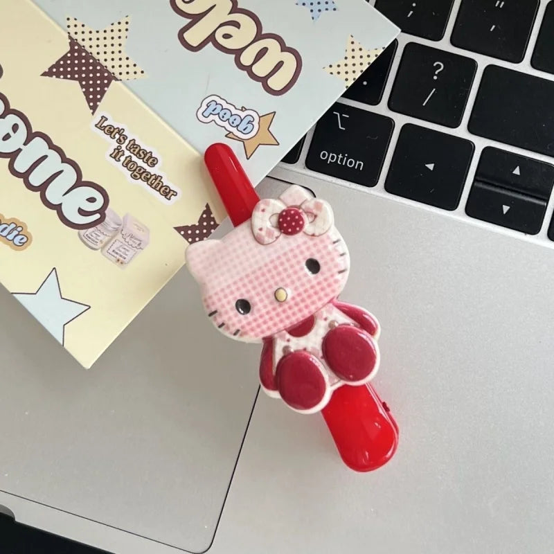 Hello Kitty Cartoon Checkered Hair Clip Cute Hair Accessories for Students Versatile Hair Clips and Headpieces Qme