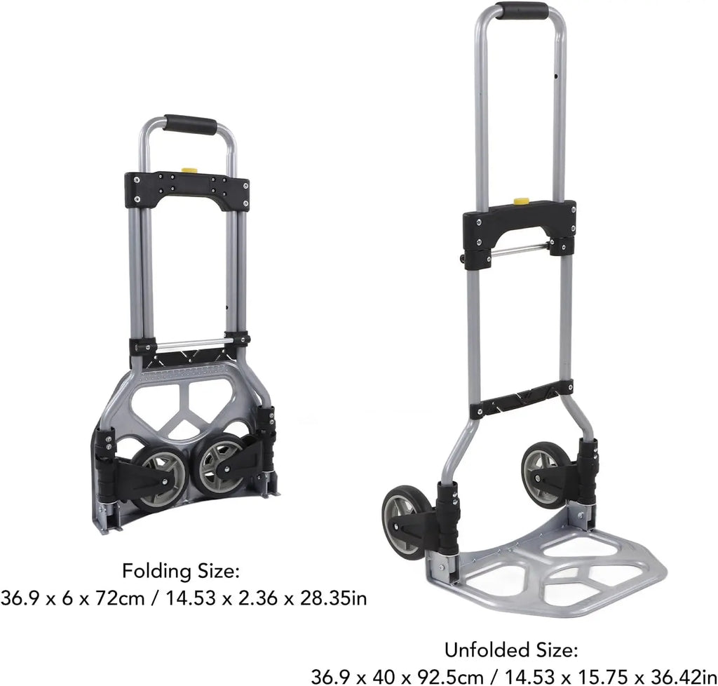 Folding Aluminium Hand Truck for Industrial and Household ,Transport Trolley with 70 kg Load Capacity and 2 Wheels, Foldable Qme
