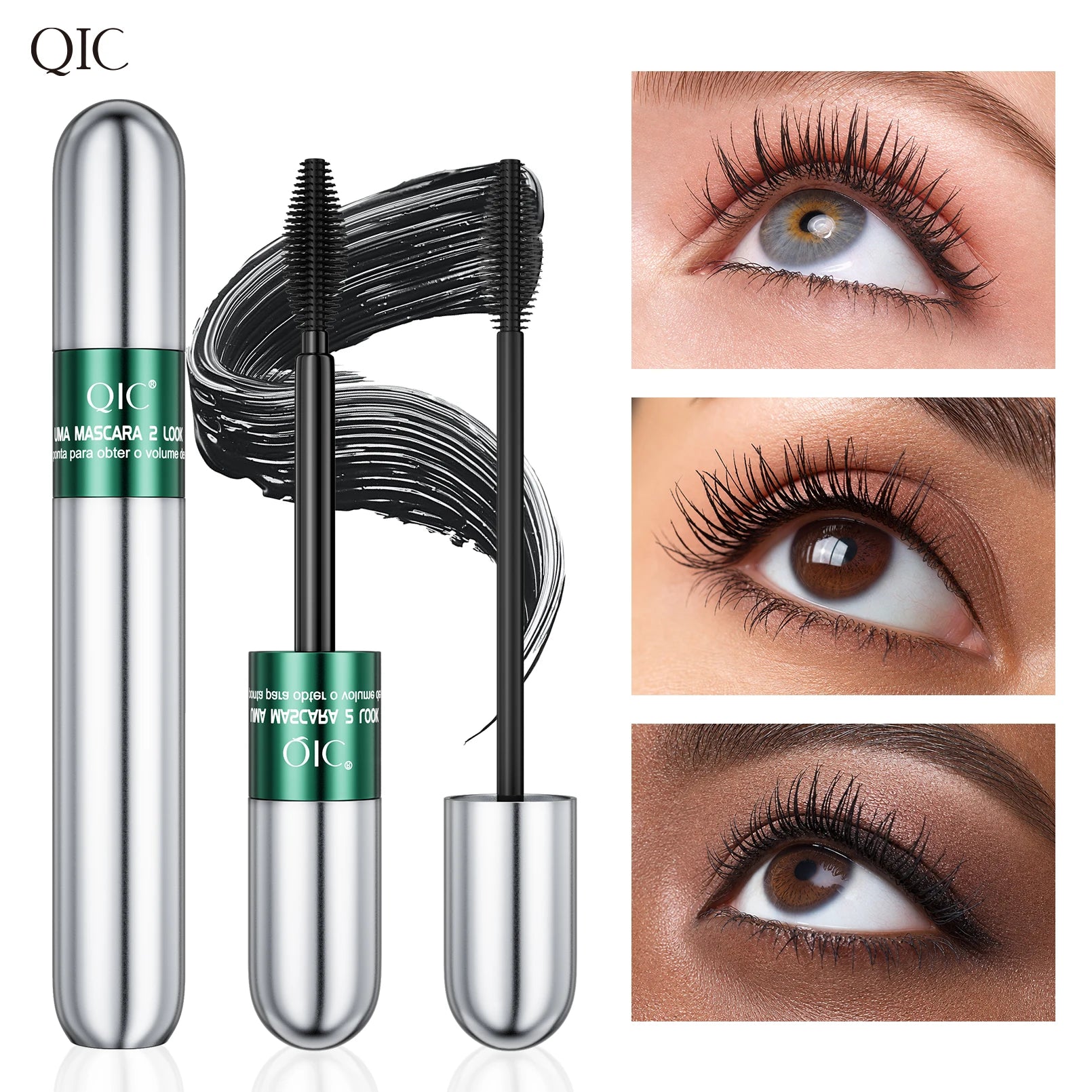 4D Black Mascara Thickening Lengthening Curling Waterproof Sweatproof Mascara For Beginners Qme