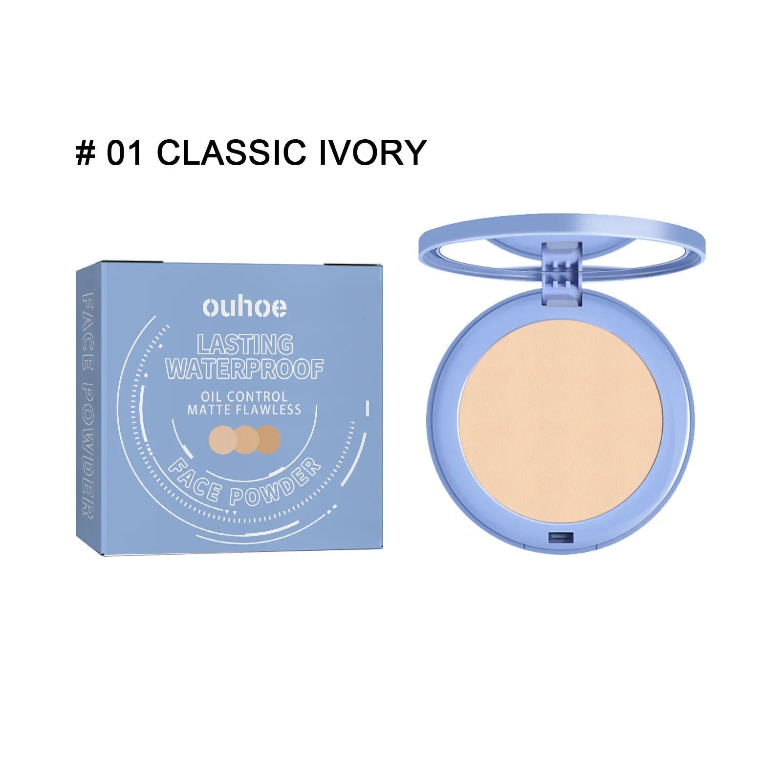 Face Setting Pressed Powder Oil Control Invisible Pores Waterproof Matte Long Lasting Natural Setting Powder Foundations Makeup Qme classic ivory