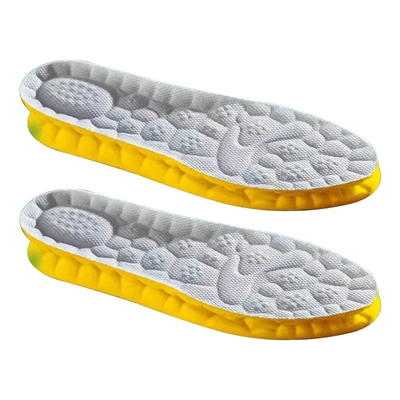 4D Cloud Technology Sports Insoles for Shoes PU Sole Soft Breathable Shock Absorption Cushion Running Orthopedic Care Insoles Qme 1 Pairs Gray 45