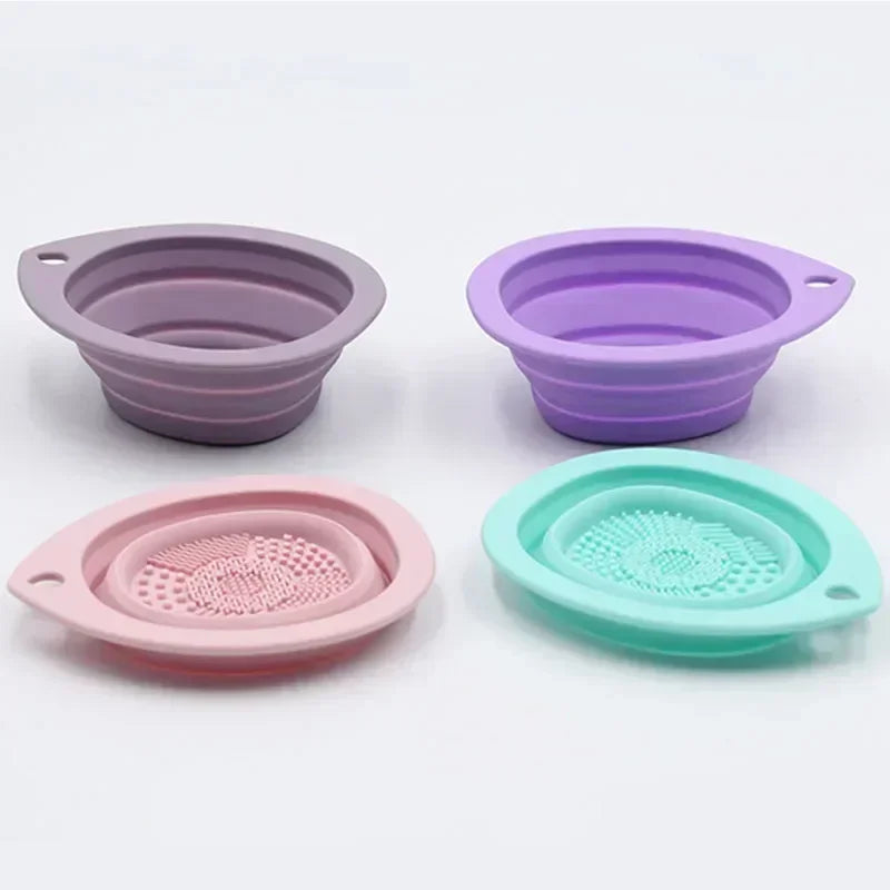 Multi Functional Scrubber Mat Washing Tool Silicone Makeup Brush Cleaner Folding Cleaning Bowl for Eyeshadow Brushes Powder Puff Qme