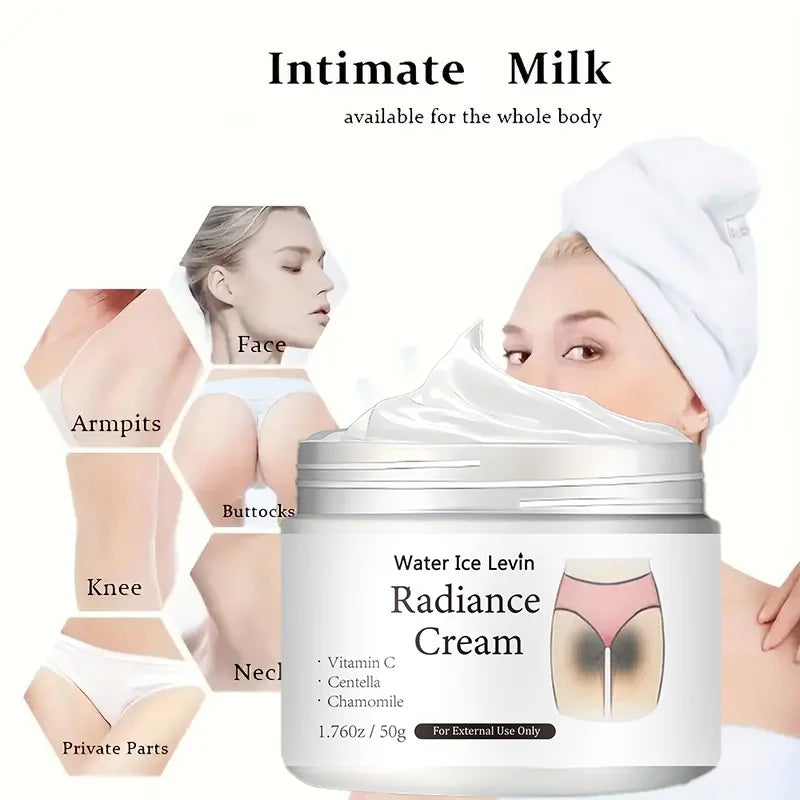50g of Radiance Cream - Contains Vitamin C, for Private Areas, Underarms, Joints, Improves the Appearance of Melanin, and Illuminates the Skin Inside the Buttocks and Thighs Qme