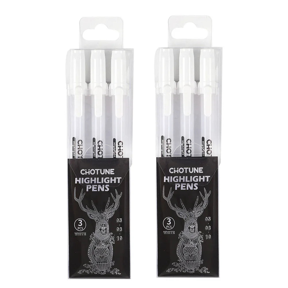 Gelly Roll Gel Pens for Journaling, Art, or Drawing - Classic White Ink - 05/08/10 Assorted Tip Sizes - 3 Pack Qme 2 set