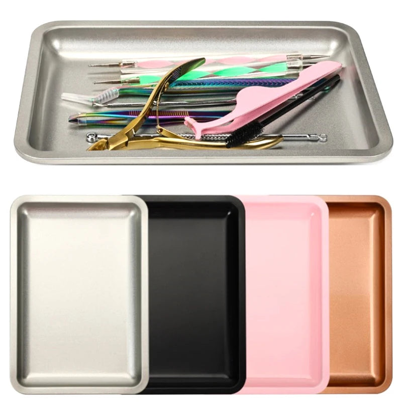Nail Tray Stainless Steel Cosmetic Storage Art Polish Multicolor Qme