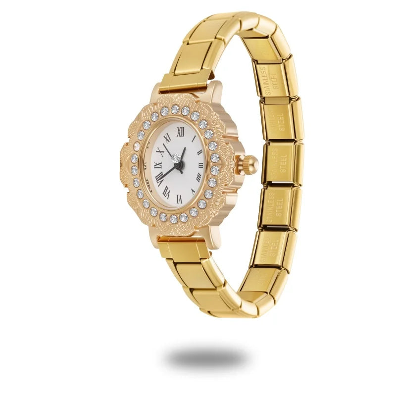 Women's Men's DIY Width Italian Elastic Charm Stainless Oval Watch