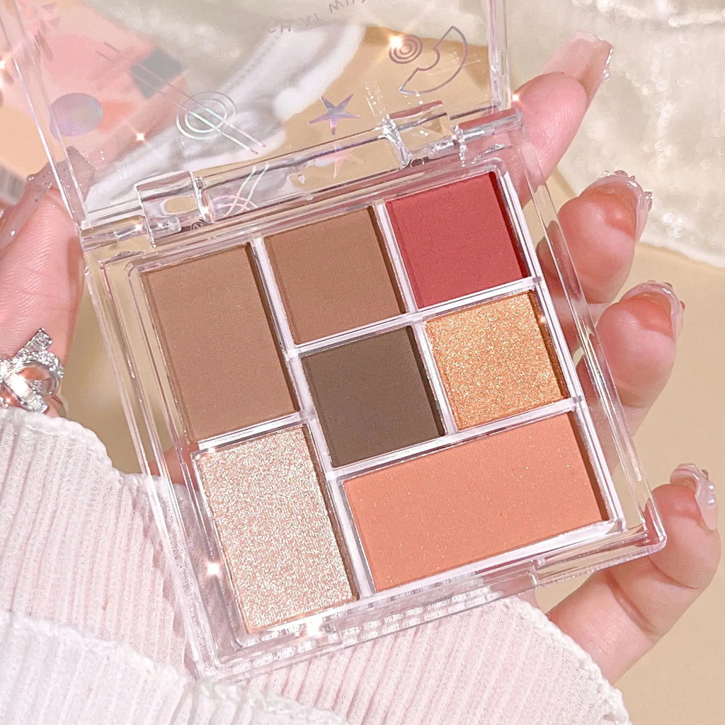 7 color eyeshadow palette, nude pink, high paint glitter and matte effect, natural long-lasting waterproof eye makeup palette, p Qme