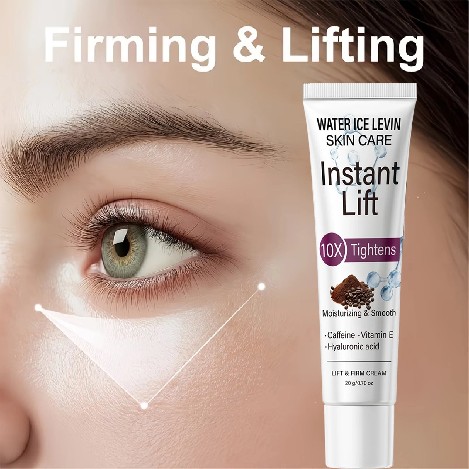 10X Tightening Eye Cream with Caffeine & Hyaluronic Acid, Instant Lift & Moisturizing Qme