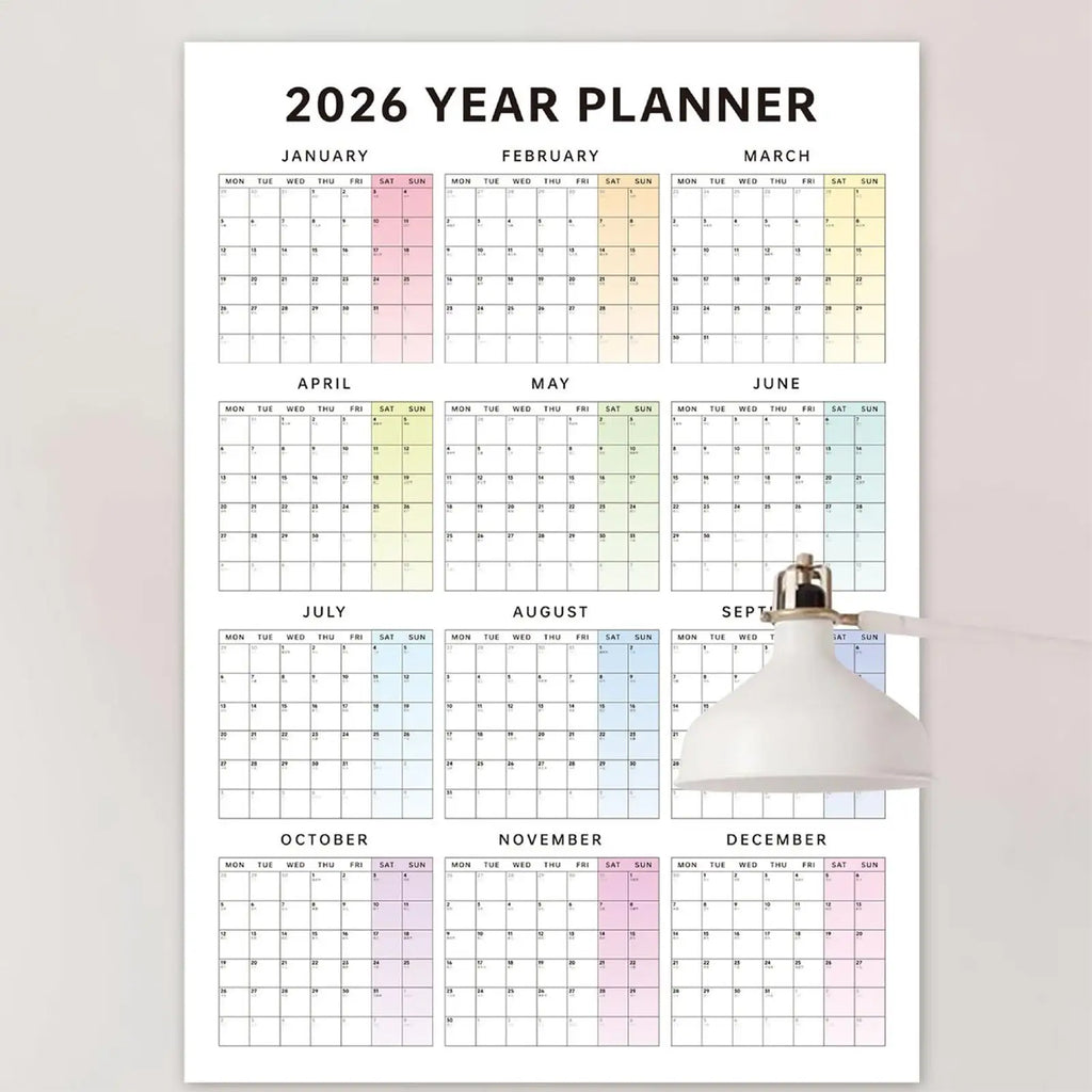 2026 Yearly Wall Calendar 12-Month Large Date Planning Tool Vertical Wall Calendar for School Dormitory Bedroom Study Classroom Qme