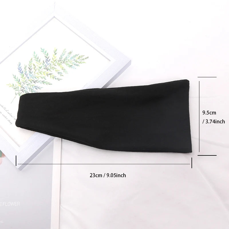 Women Headband Wide Knitted Cotton Sport Elastic Hair Bands Yoga Qme