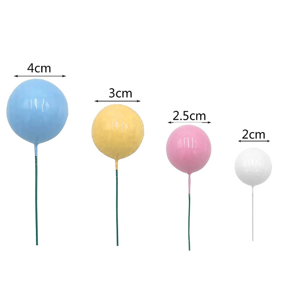 20Pcs Cake Topper Gold Silver Ball Happy Birthday Cake Topper DIY Cupcake Flag Wedding Christmas Ball Decor Birthday Decoration Qme